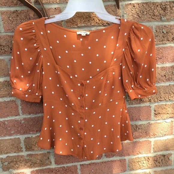 For Love & Lemons Copper Top XS With Polka Dots - Picture 2 of 7
